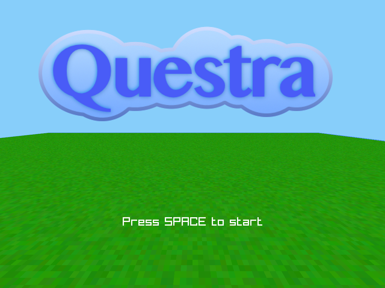 Questra title screen prompts the user to 'Press SPACE to start.'